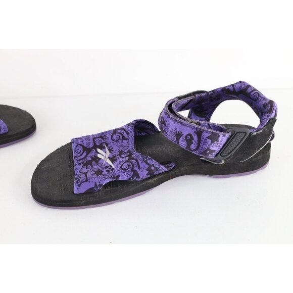 Vintage 90s Reebok Mens 10 Distressed Spell Out Strap Sandals Geometric Purple